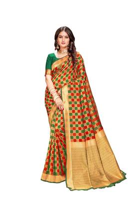 multicolor woven banarasi saree with blouse 1