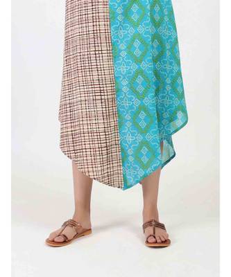 Turquoise Cotton Long Kurti With Quarter Sleeve 5