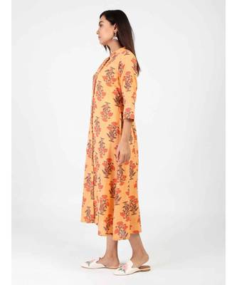Cream Straight Cotton Kurti With Front Slit 3
