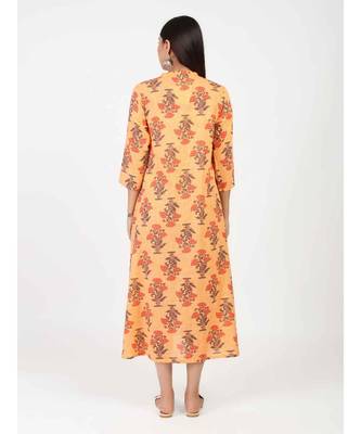 Cream Straight Cotton Kurti With Front Slit 5