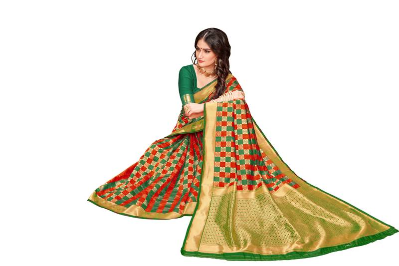 multicolor woven banarasi saree with blouse