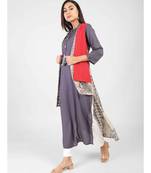 Blue Rayon Long Kurti With Shrug