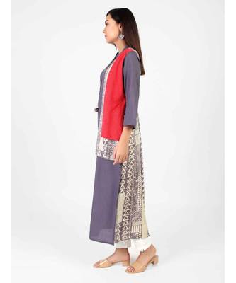 Blue Rayon Long Kurti With Shrug 3