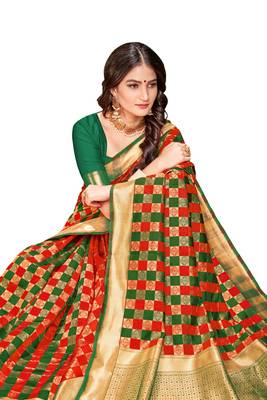 multicolor woven banarasi saree with blouse 5