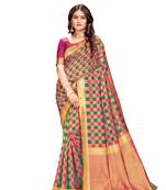 multicolor woven banarasi saree with blouse