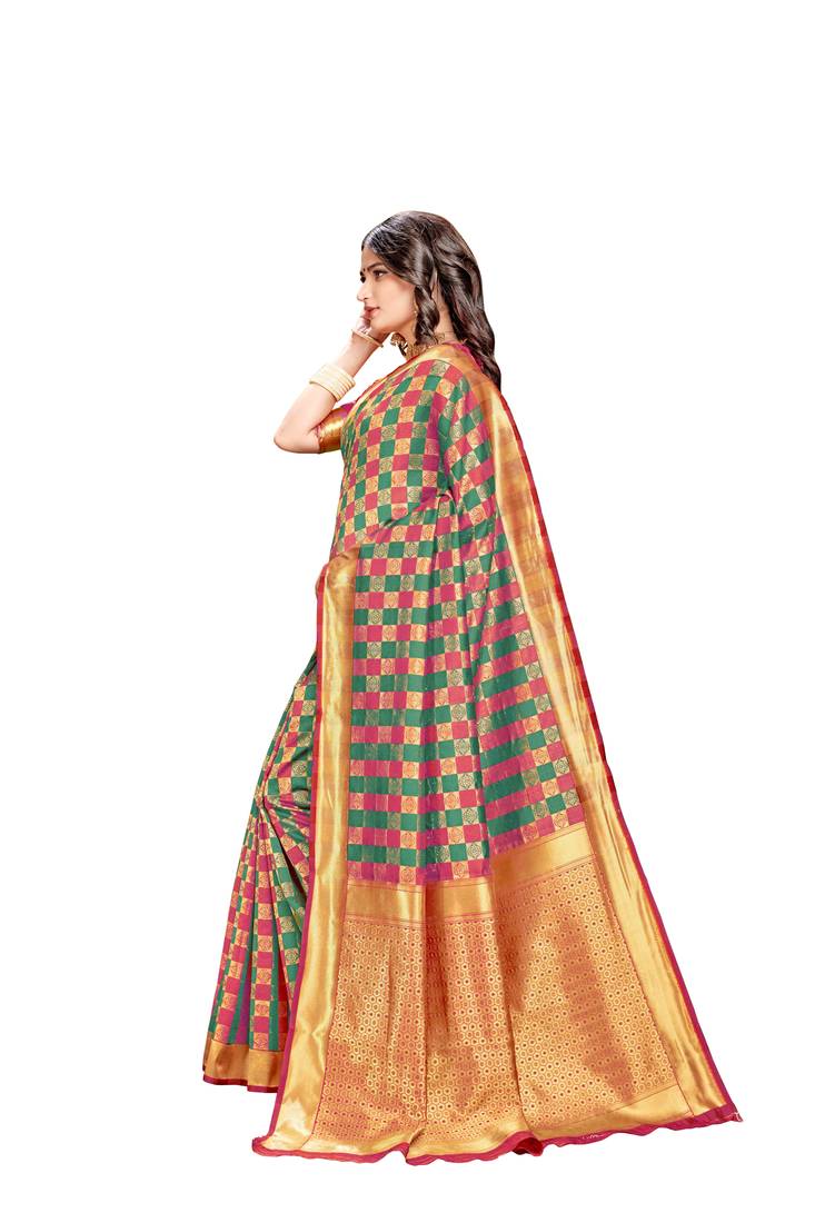 multicolor woven banarasi saree with blouse