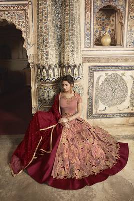 Orange Embroidered Silk Semi Stitched Salwar With Dupatta 3