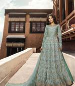 Turquoise Embroidered Turquoise Semi Stitched Salwar With Dupatta