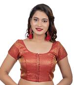 Brocade Maroon Short Sleeves Readymade blouse