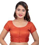 Orange Brocade Short Sleeves Readymade blouse