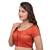 Orange Brocade Short Sleeves Readymade blouse