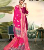 Rani Pink Banarasi silk Weaving Work Traditional Tassel Dupatta