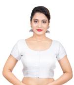 Silver Brocade Short Sleeves Readymade blouse