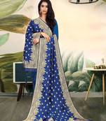 Blue Banarasi silk Weaving Work Traditional Tassel Dupatta