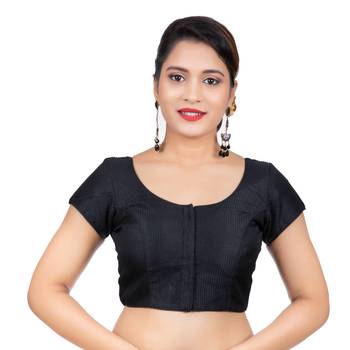 Black Banglori Silk Short Sleeves Readymade blouse 1