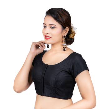 Black Banglori Silk Short Sleeves Readymade blouse 2