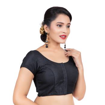 Black Banglori Silk Short Sleeves Readymade blouse 3