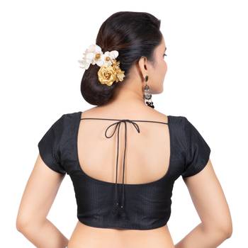 Black Banglori Silk Short Sleeves Readymade blouse 4