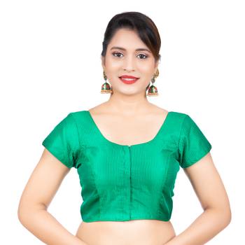 Green Banglori Silk Short Sleeves Readymade blouse 1