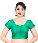 Green Banglori Silk Short Sleeves Readymade blouse