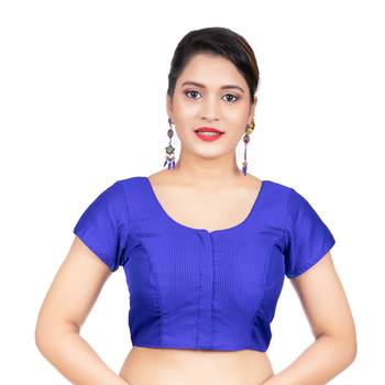 Royal Blue Banglori Silk Short Sleeves Readymade blouse 1