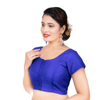 Royal Blue Banglori Silk Short Sleeves Readymade blouse 2