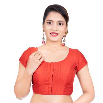 Red Banglori Silk Short Sleeves Readymade blouse 1