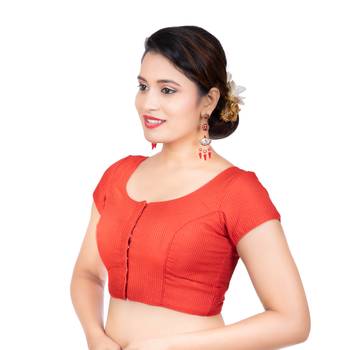 Red Banglori Silk Short Sleeves Readymade blouse 2