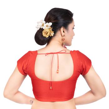 Red Banglori Silk Short Sleeves Readymade blouse 4