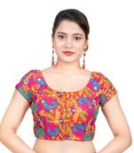 Cotton Kutchi Hand Embroidered Mirror Work Red Short Sleeves Readymade blouse