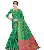 Green Woven Faux Kanjivaram Silk Saree With Blouse