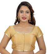 Dupion Silk Gold Short Sleeves Golden Lace Border Readymade blouse