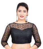 Black Net Butter Crepe 3/4Th Sleeves Readymade blouse