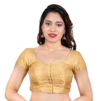 Golden Desginer Brocade Pasily Desgin Short Sleevels Readymade blouse 1