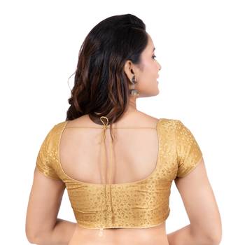 Golden Desginer Brocade Pasily Desgin Short Sleevels Readymade blouse 2