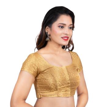 Golden Desginer Brocade Pasily Desgin Short Sleevels Readymade blouse 4