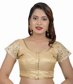 Golden Brocade Short Sleeves Cutwork Lace Work Stone Work Readymade blouse