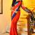 Orange Chanderi Silk Saree With Blue Border And Zari Pallu