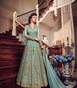 Blue embroidered santoon salwar
