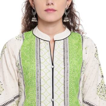 Green printed cotton kurtas-and-kurtis 5