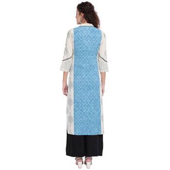 Turquoise printed cotton kurtas-and-kurtis 2