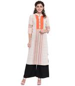 Off-white printed cotton kurtas-and-kurtis
