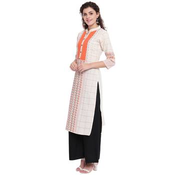 Off-white printed cotton kurtas-and-kurtis 4