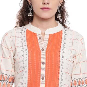 Off-white printed cotton kurtas-and-kurtis 5
