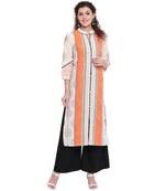 Orange printed cotton kurtas-and-kurtis