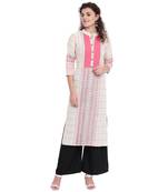 Off-white printed cotton kurtas-and-kurtis