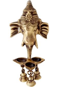 Ganesh Deepak with Bell Brass Wall Hanging  