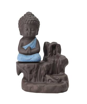 Meditating Monk Buddha Smoke Backflow Cone Decorative Incense Holder 1