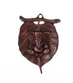Metal Wall Hanging of Lord Ganesha on Leaf