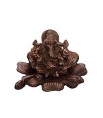 Gunnu Sales Lord Ganesha Metal Idol - Sitting on Flower, Brown, 10×4×2 cm